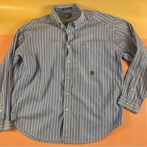 Tommy Hilfiger | Men’s Blue Striped All Cotton Long Sleeve Button Down | Size XL